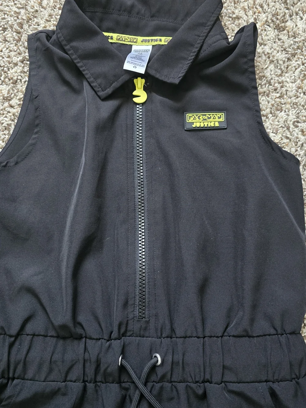 Justice Black Sleeveless Romper with packmen team